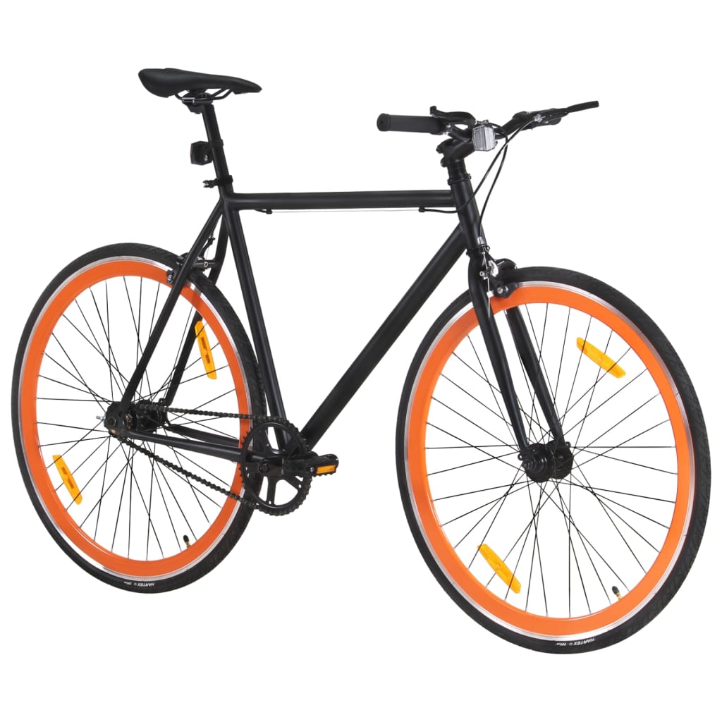 Bicicletă cu angrenaj fix, negru și portocaliu, 700c, 59 cm