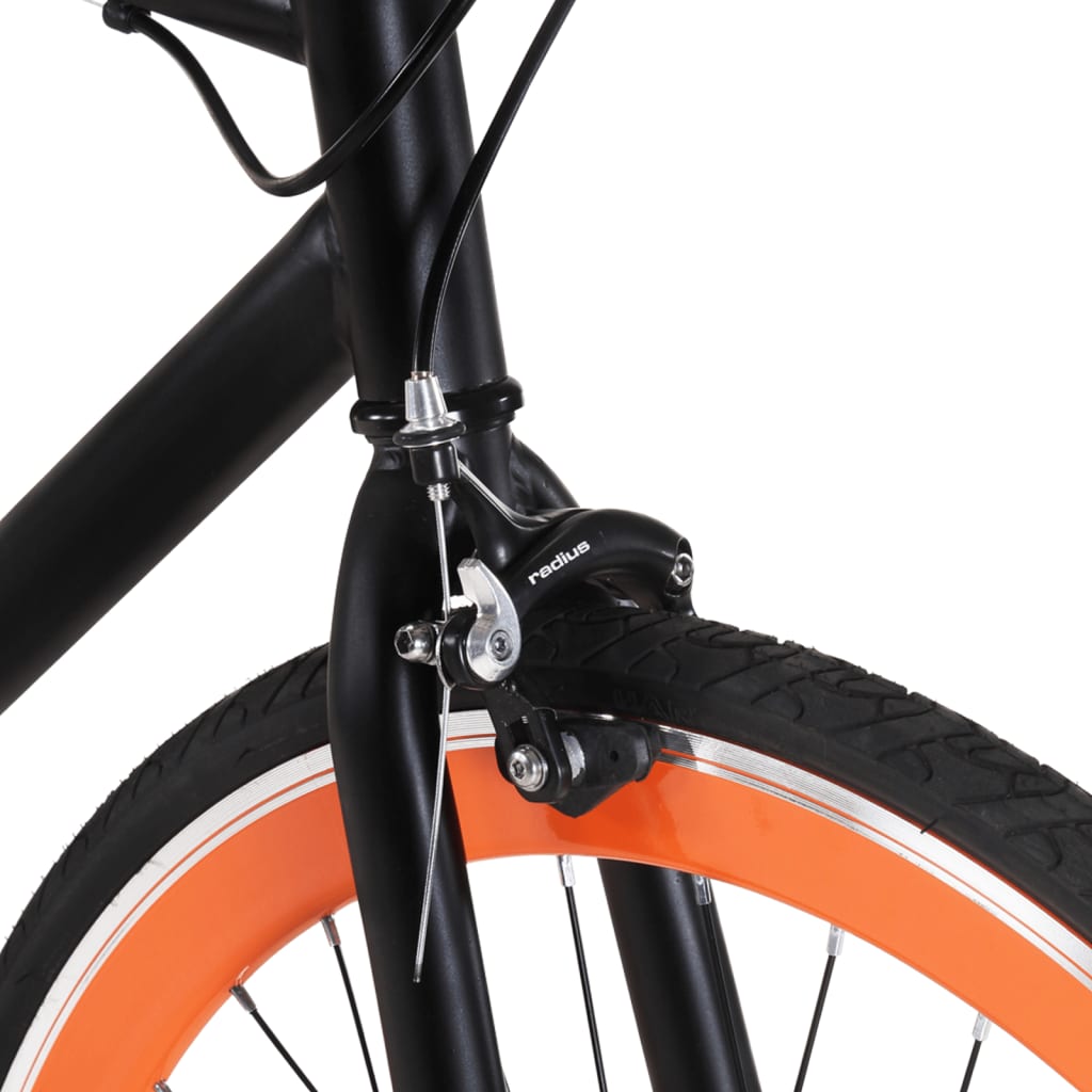Bicicletă cu angrenaj fix, negru și portocaliu, 700c, 59 cm