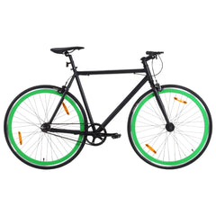 Bicicletă cu angrenaj fix, negru și verde, 700c, 51 cm