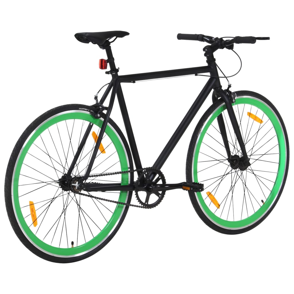 Bicicletă cu angrenaj fix, negru și verde, 700c, 51 cm