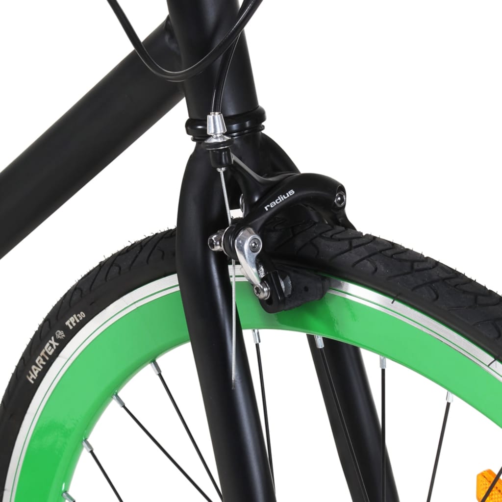 Bicicletă cu angrenaj fix, negru și verde, 700c, 51 cm