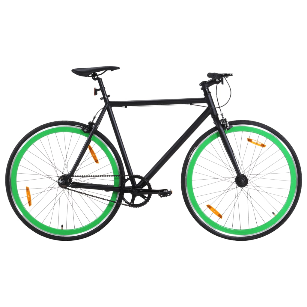 Bicicletă cu angrenaj fix, negru și verde, 700c, 55 cm