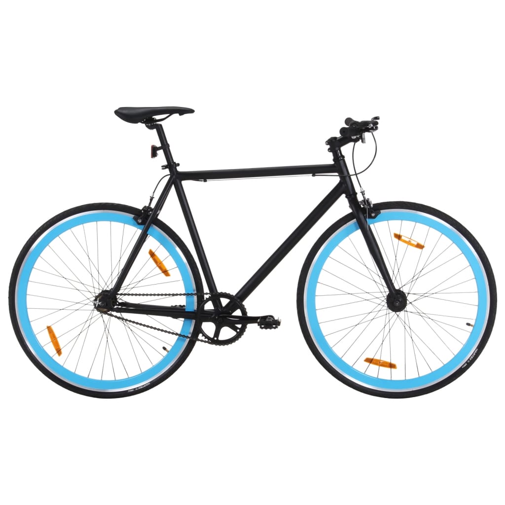 Bicicletă cu angrenaj fix, negru și albastru, 700c, 51 cm