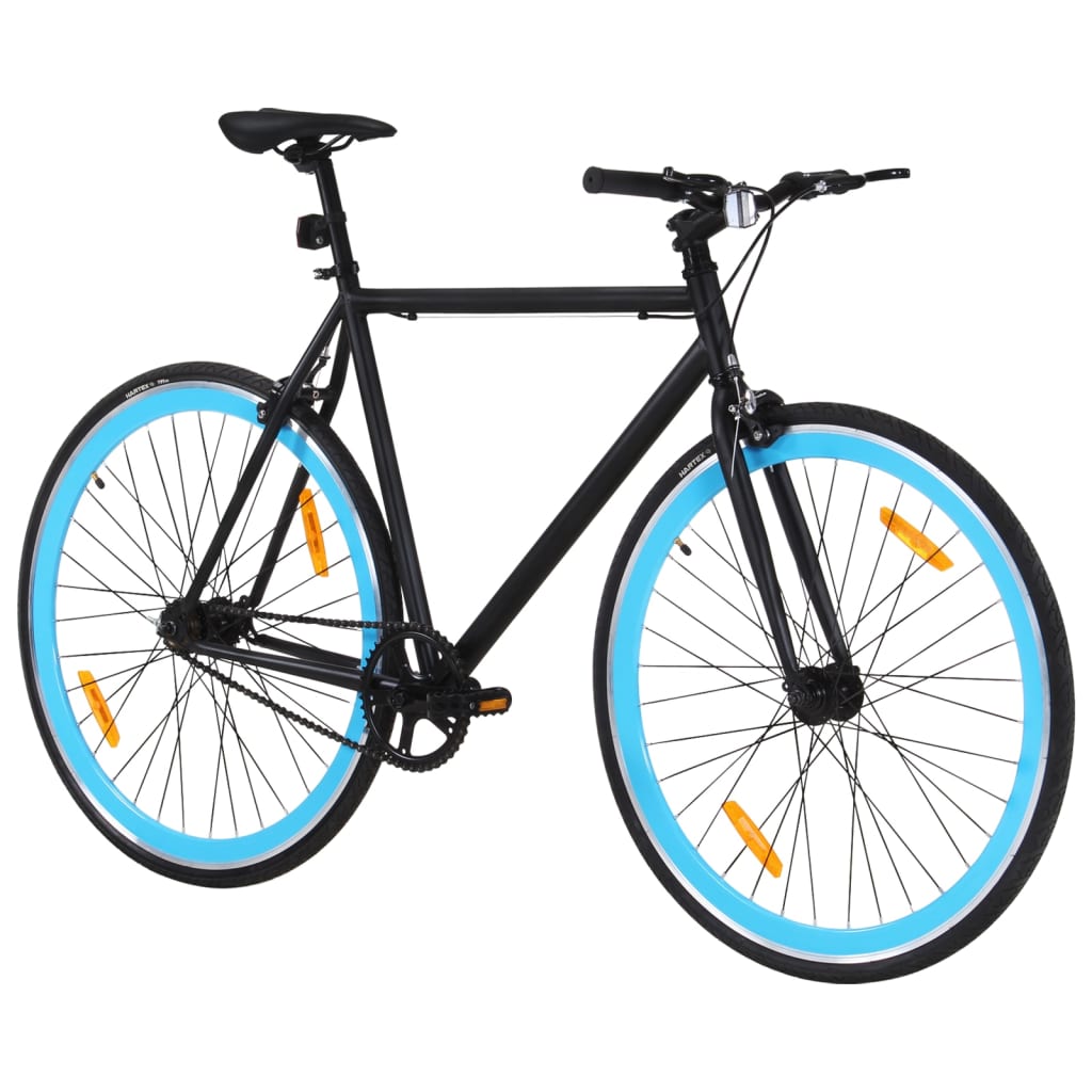 Bicicletă cu angrenaj fix, negru și albastru, 700c, 55 cm