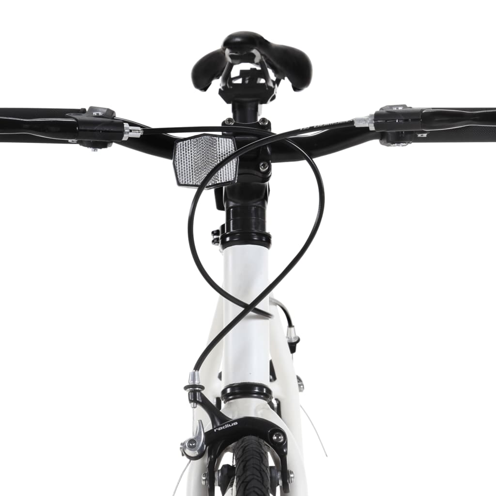 Bicicletă cu angrenaj fix, alb și negru, 700c, 55 cm