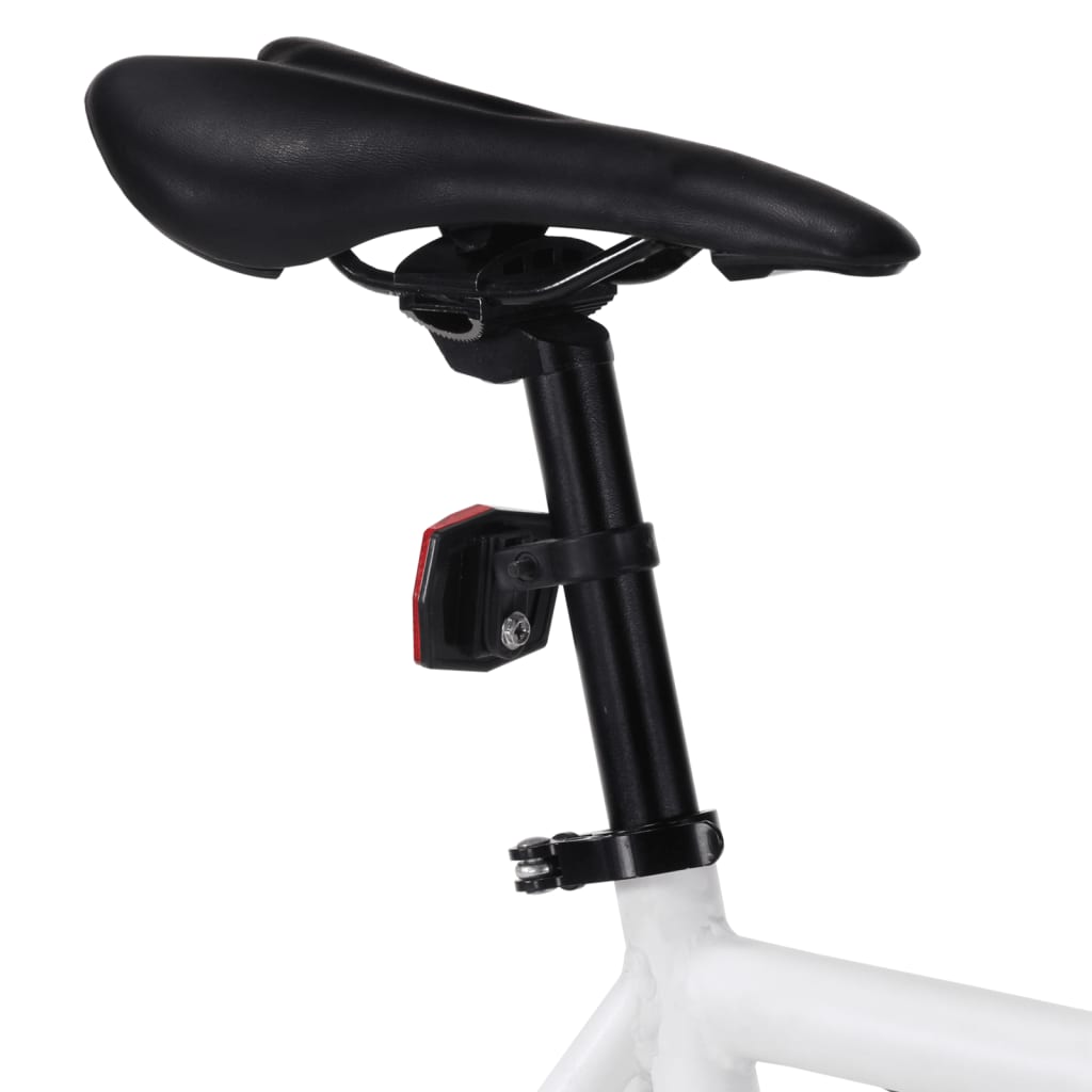 Bicicletă cu angrenaj fix, alb și negru, 700c, 59 cm