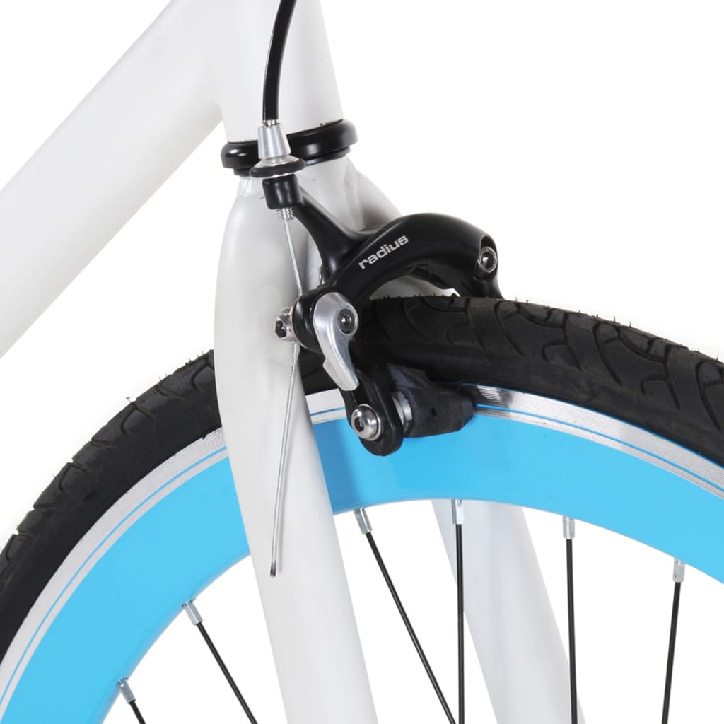 Bicicletă cu angrenaj fix, alb și albastru, 700c, 51 cm