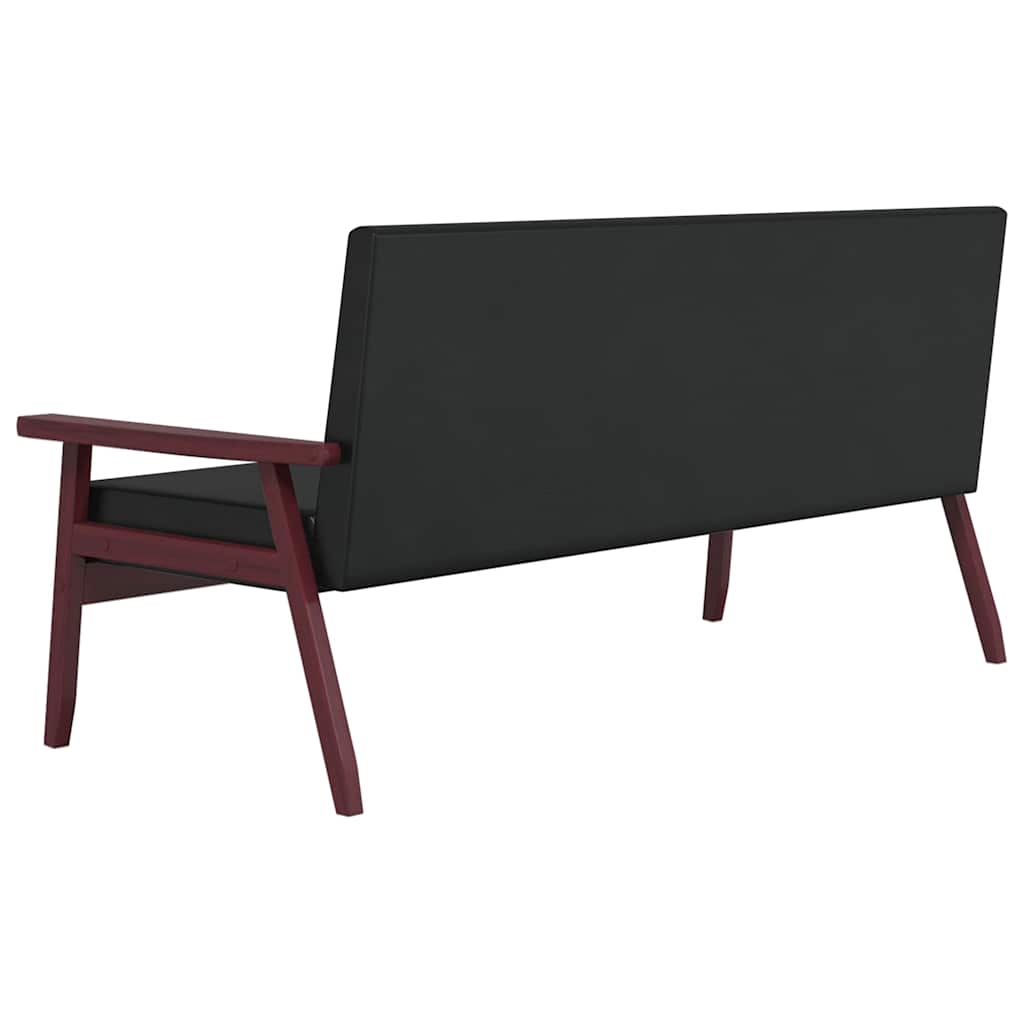 Set canapea, 3 piese., negru, piele artificială