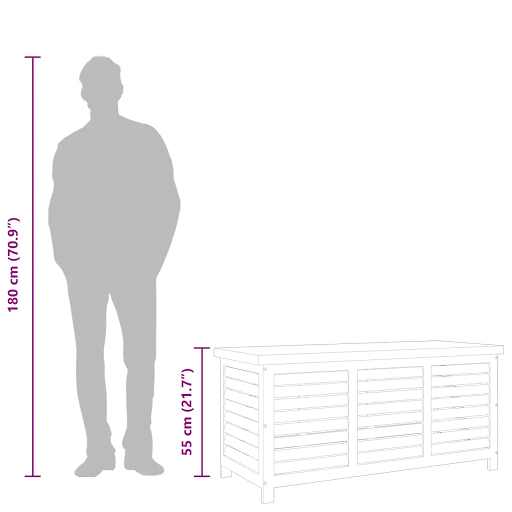 Ladă depozitare grădină, 117x50x55 cm, lemn masiv de eucalipt