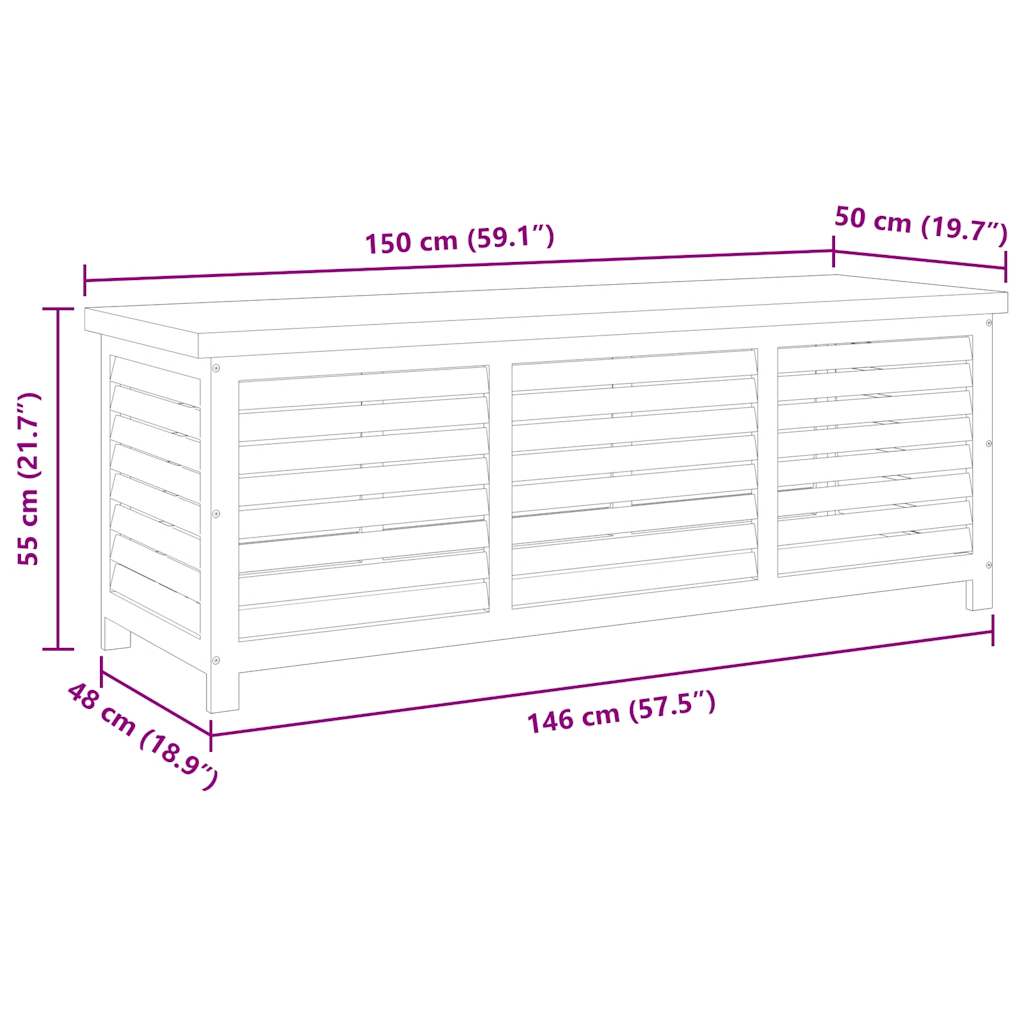 Ladă depozitare grădină, 150x50x55 cm, lemn masiv de eucalipt
