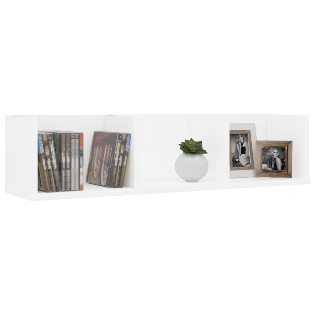 Raft de perete pentru CD-uri, alb, 75 x 18 x 18 cm, PAL