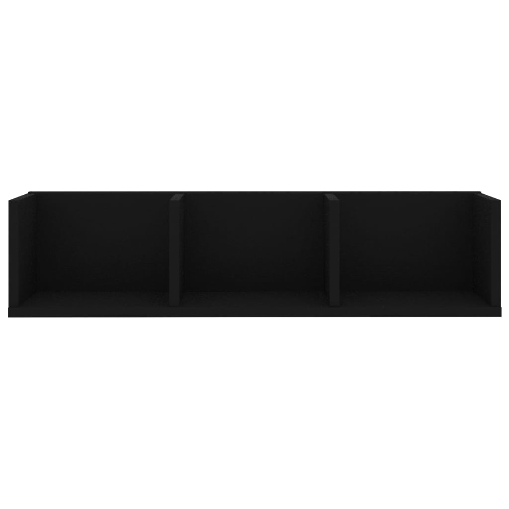 Raft de perete CD-uri, negru, 75 x 18 x 18 cm, PAL