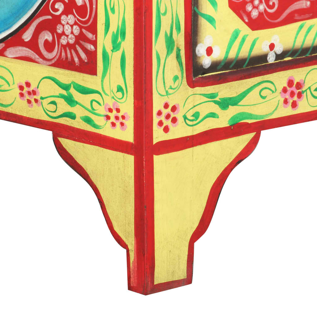 Noptieră pictată manual, 40 x 30 x 50 cm, lemn masiv de mango