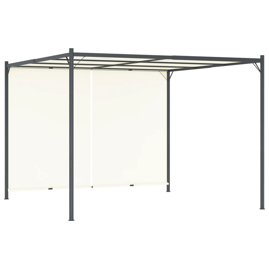 Pergolă cu acoperiș rabatabil, alb crem, 3 x 3 m, oțel