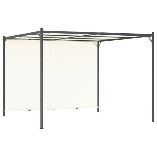 Pergolă cu acoperiș rabatabil, alb crem, 3 x 3 m, oțel