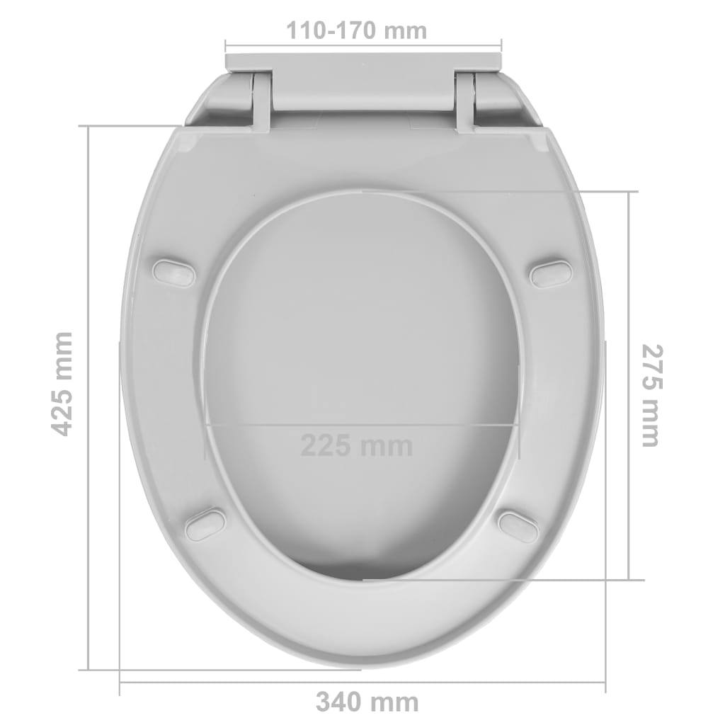 Capac WC cu închidere silențioasă, eliberare rapidă, gri, oval