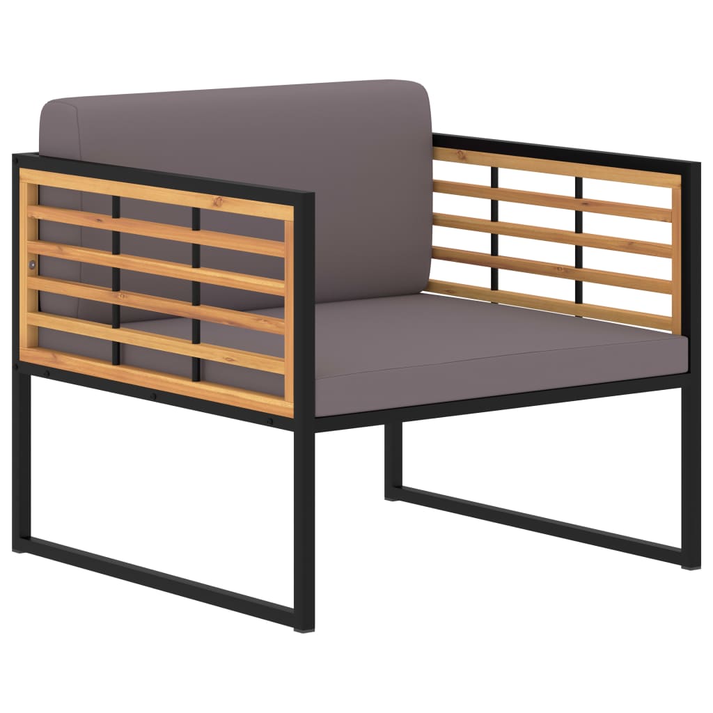 Scaune grădină cu perne 2 buc. gri închis lemn masiv de acacia