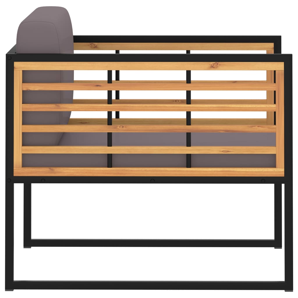 Scaune grădină cu perne 2 buc. gri închis lemn masiv de acacia