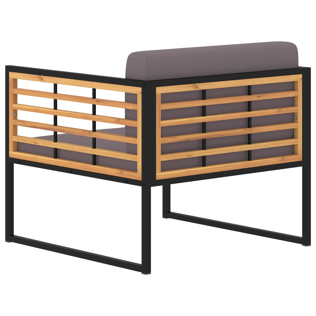 Scaune grădină cu perne 2 buc. gri închis lemn masiv de acacia