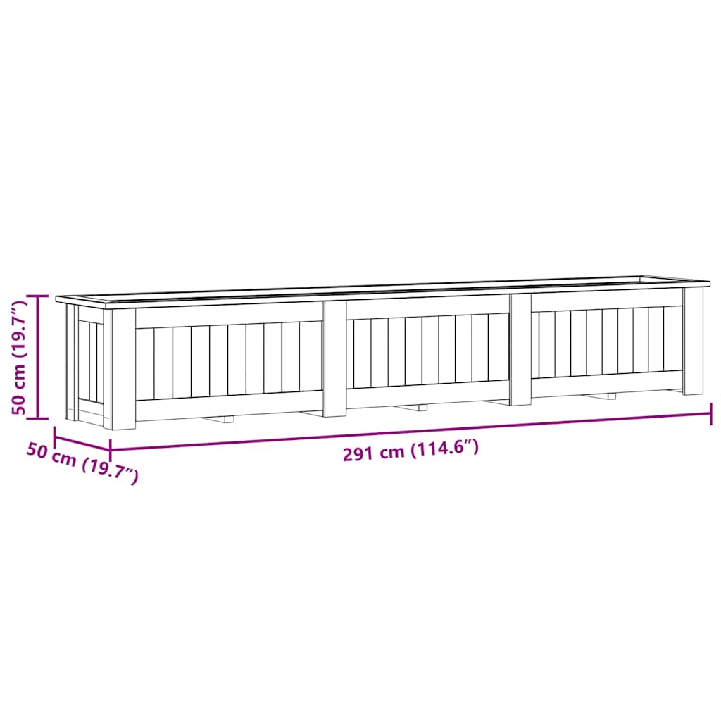 Jardinieră înaltă, 291 x 50 x 50 cm, lemn de pin tratat