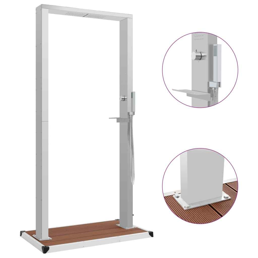 Duș de exterior cu tăviță, WPC și oțel inoxidabil