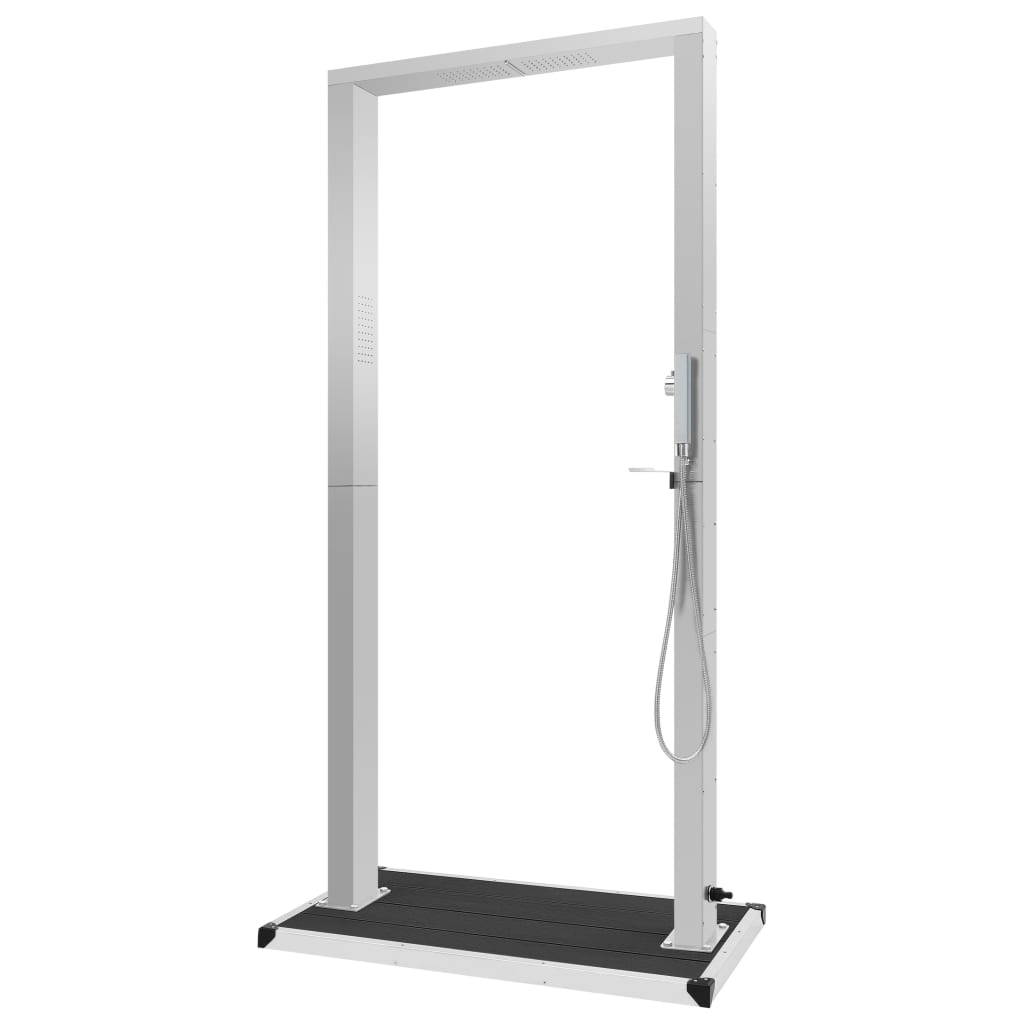 Duș de exterior cu tăviță, WPC și oțel inoxidabil