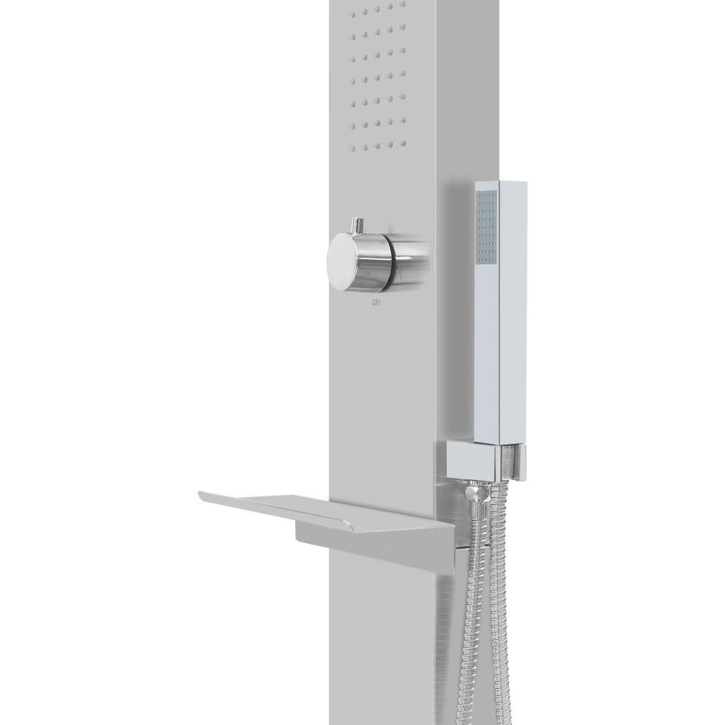 Duș de exterior cu tăviță, WPC și oțel inoxidabil