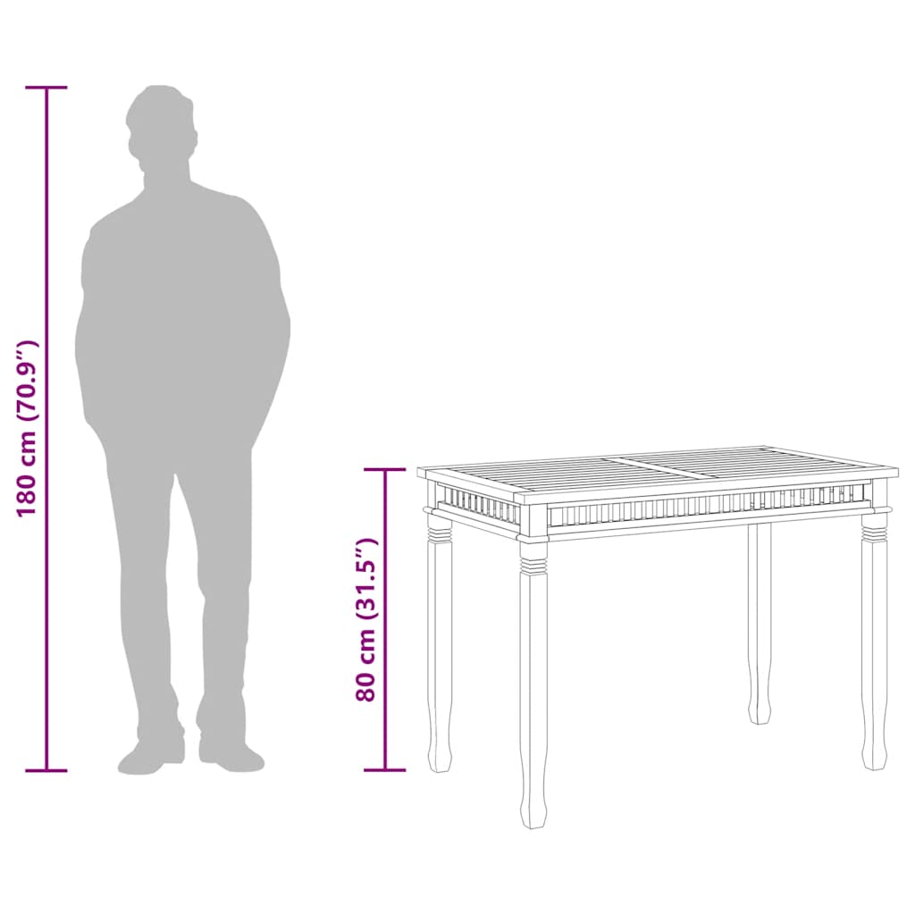 Masă de grădină, 120 x 65 x 80 cm, lemn masiv de tec