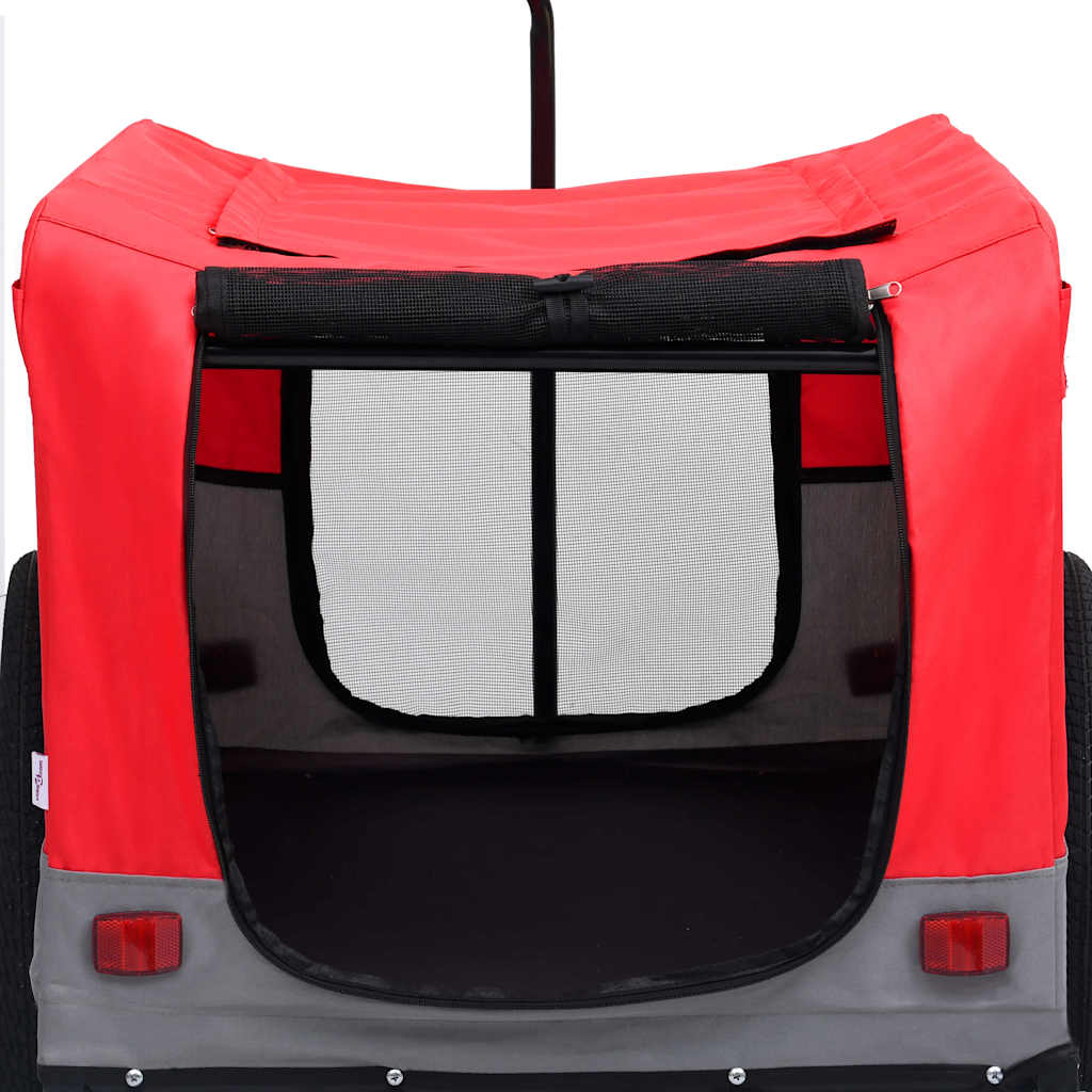 Remorcă bicicletă & cărucior 2-în-1 pentru animale, roșu și gri