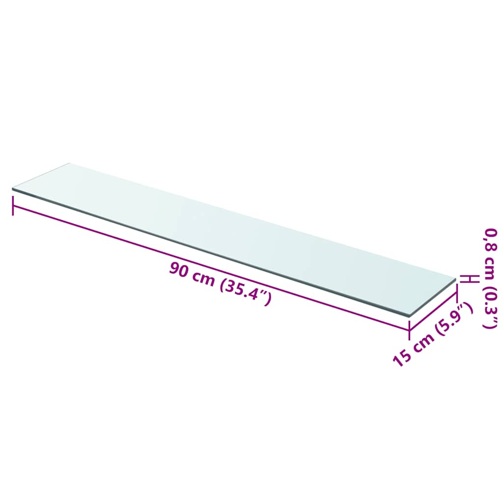 Rafturi, 2 buc., 90 x 15 cm, panouri sticlă transparentă