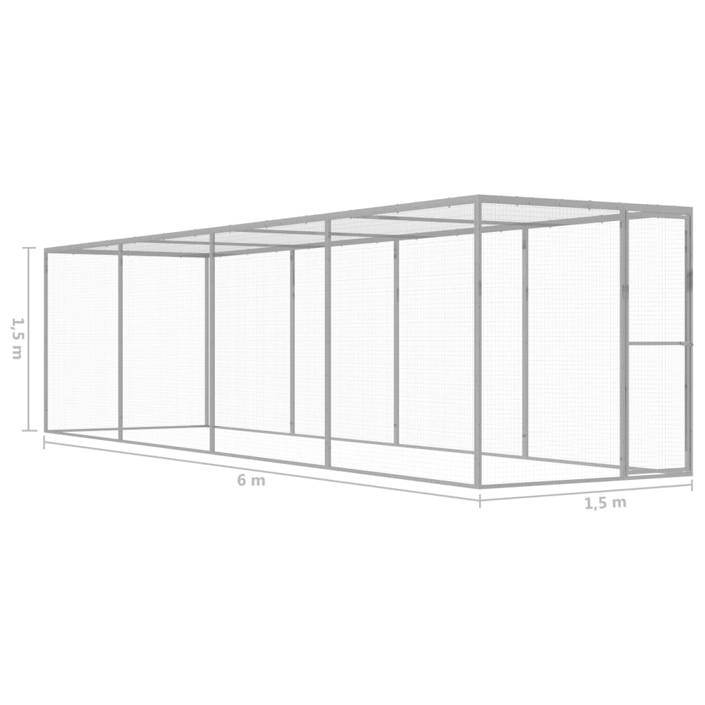 vidaXL Cușcă pentru pisici, 6x1,5x1,5 m, oțel galvanizat