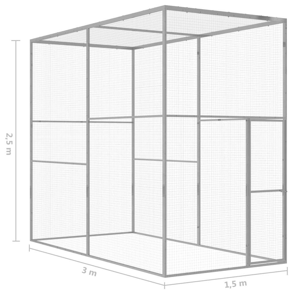 Cușcă pentru pisici, 3 x 1,5 x 2,5 m, oțel galvanizat