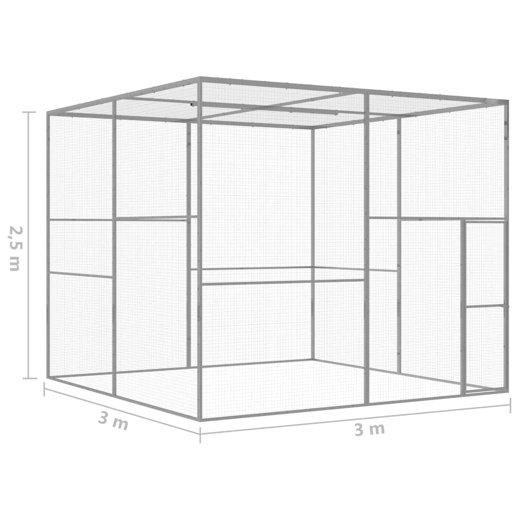 Cușcă pentru pisici, 3x3x2,5 m, oțel galvanizat