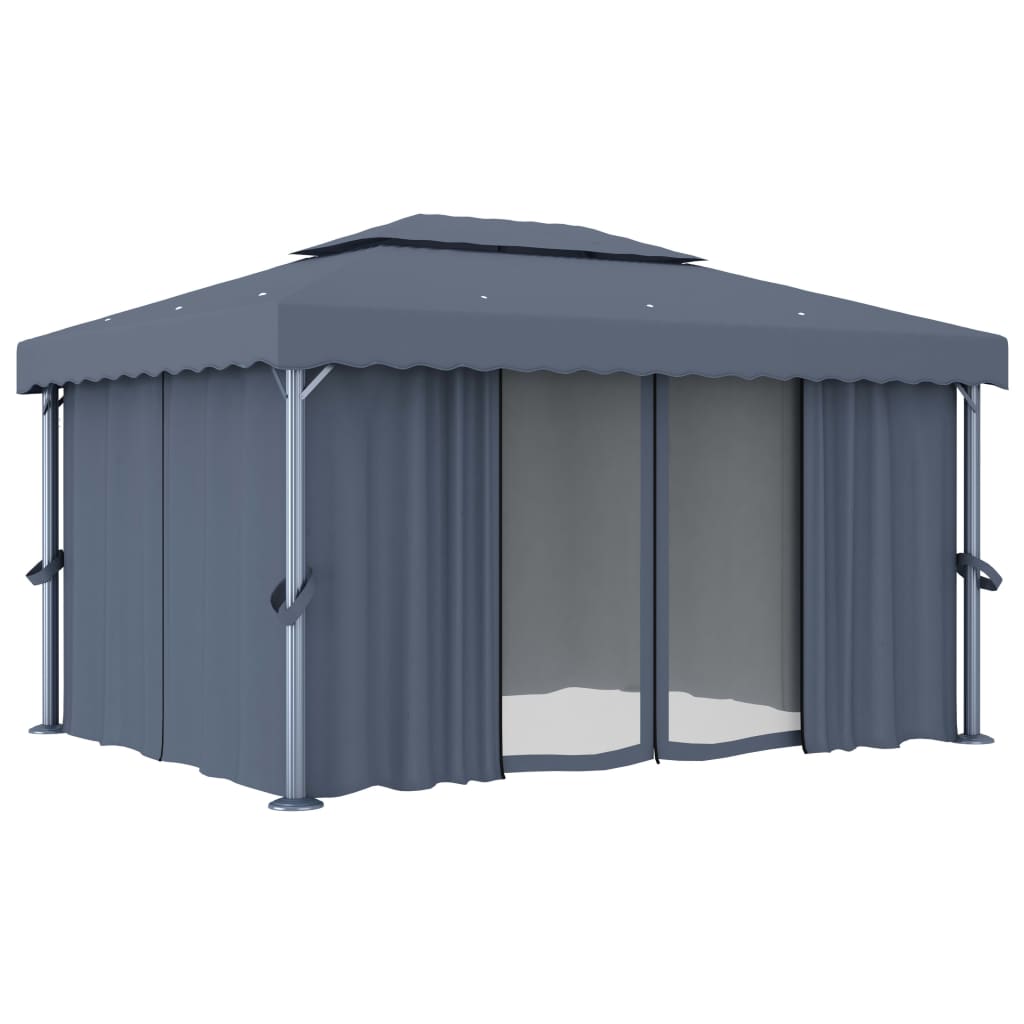 Pavilion cu perdea, antracit, 4 x 3 m, aluminiu