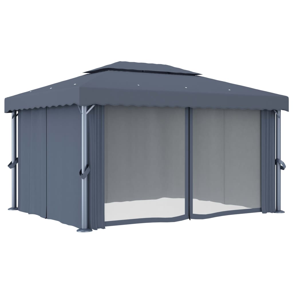 Pavilion cu perdea, antracit, 4 x 3 m, aluminiu