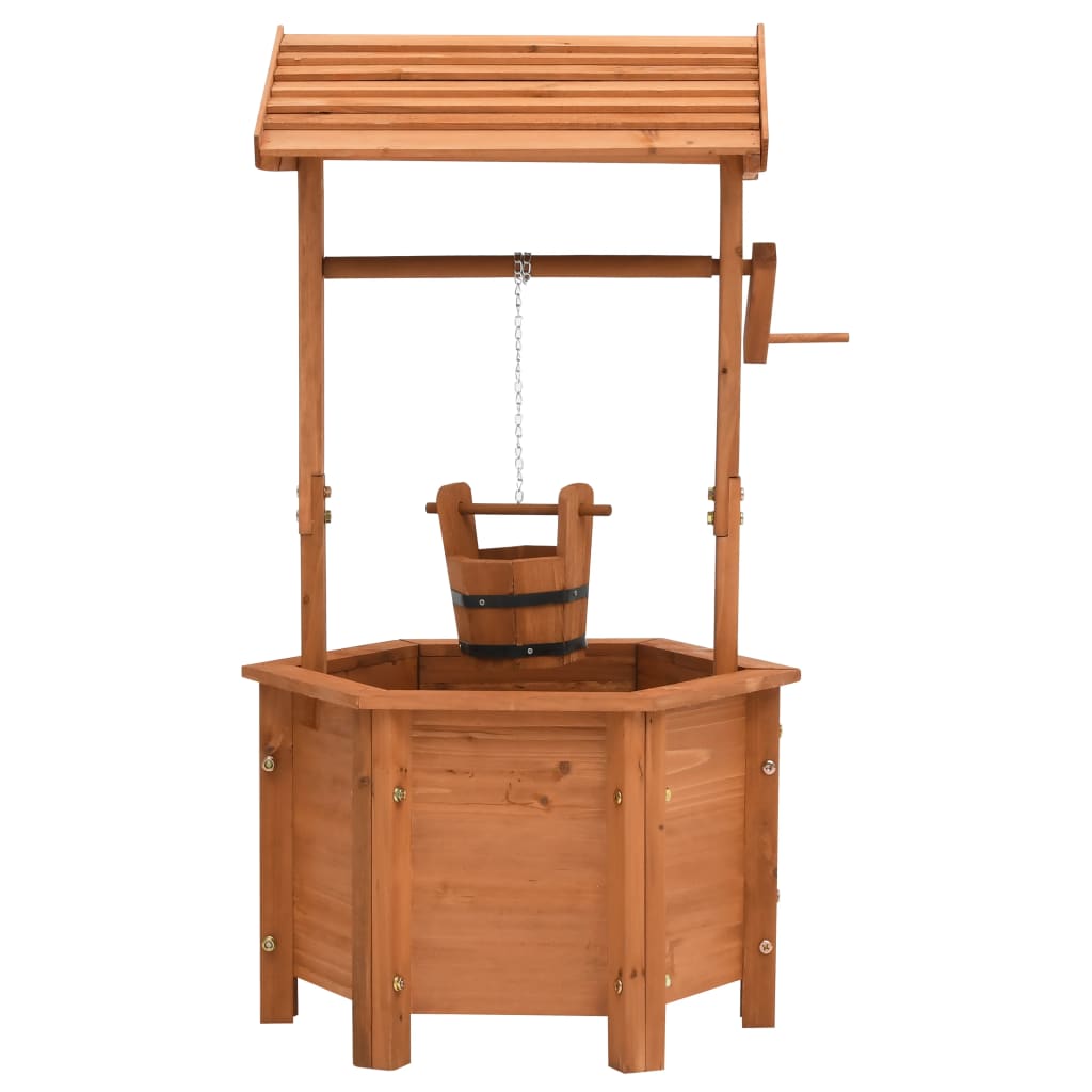 Jardinieră tip fântână pentru grădină, 40x40x84 cm, lemn brad