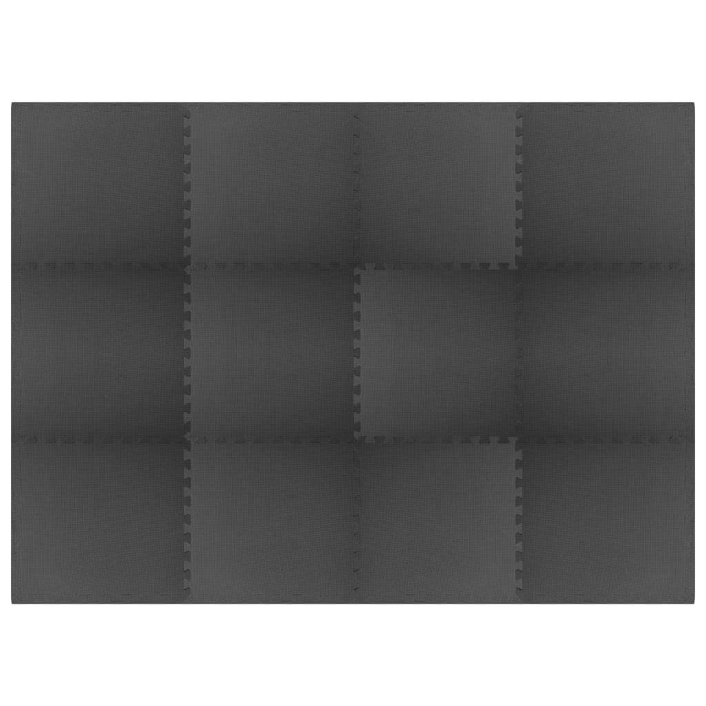 Saltele de exerciții, 12 buc., negru, 4,32 m², spumă EVA