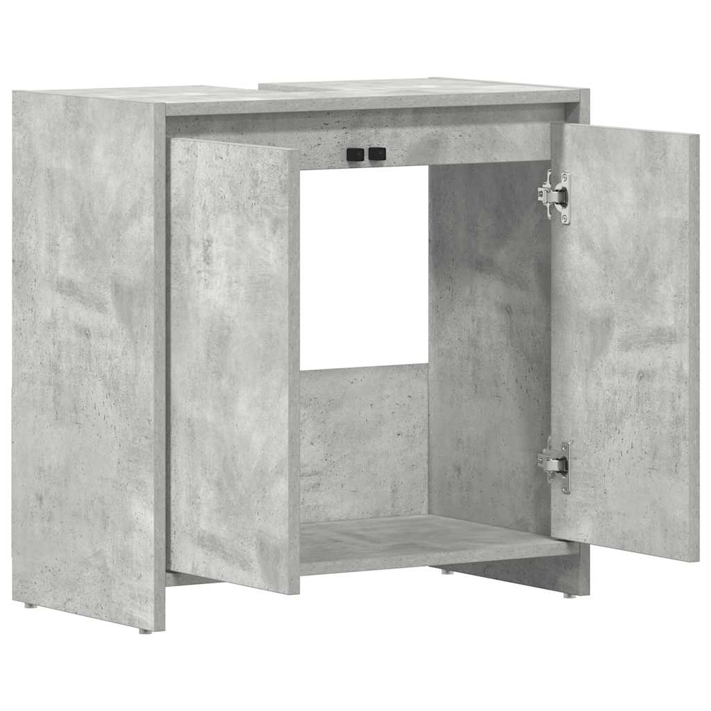 Dulap de baie, gri beton, 60x33x61 cm, lemn prelucrat