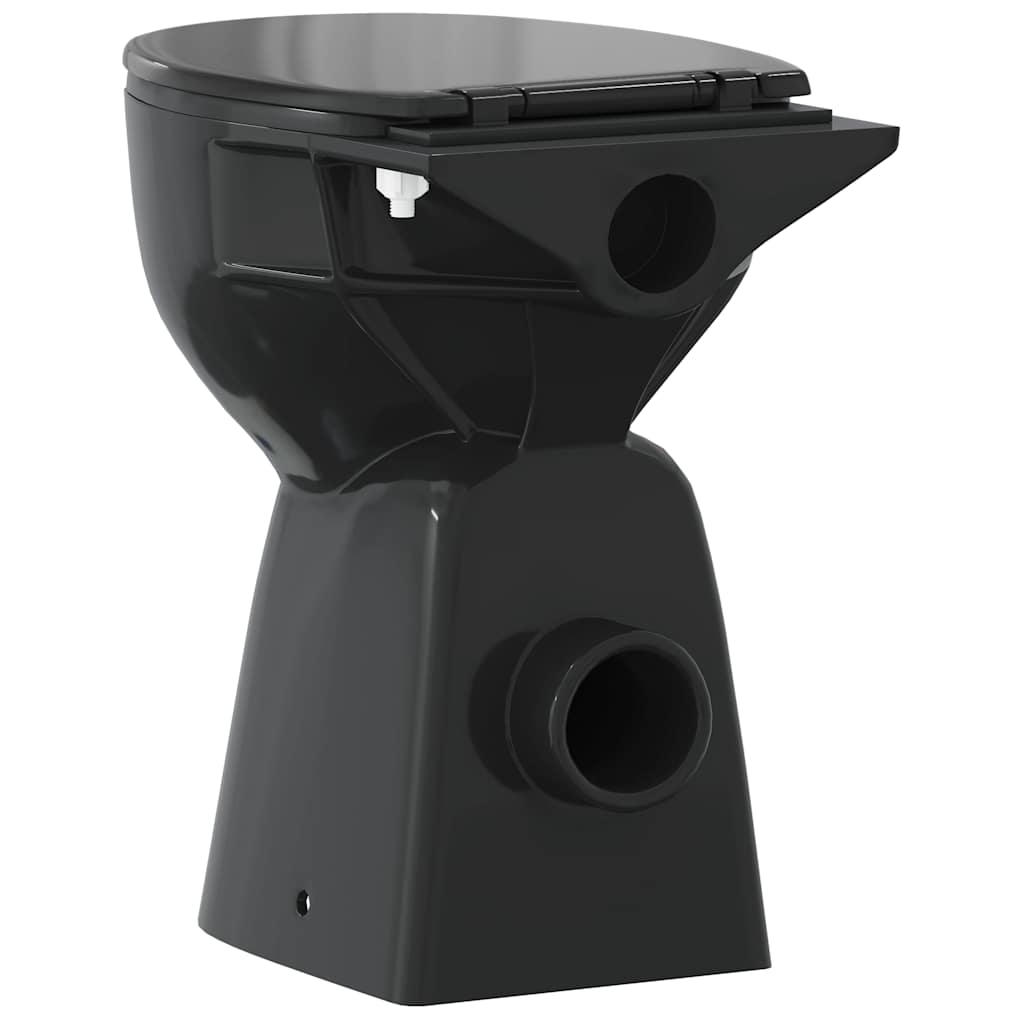 Toaletă fără bord 7 cm înălțime suplimentară închidere ușoară ceramică neagră