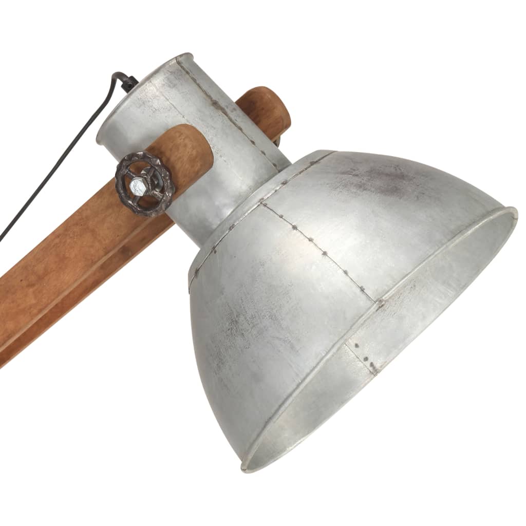 Lampă de podea, argintiu, lemn masiv de mango, E27