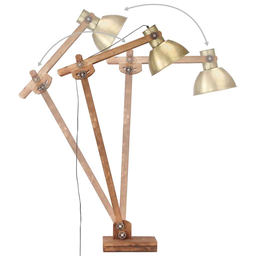 Lampă de podea, alamă, lemn masiv de mango, E27