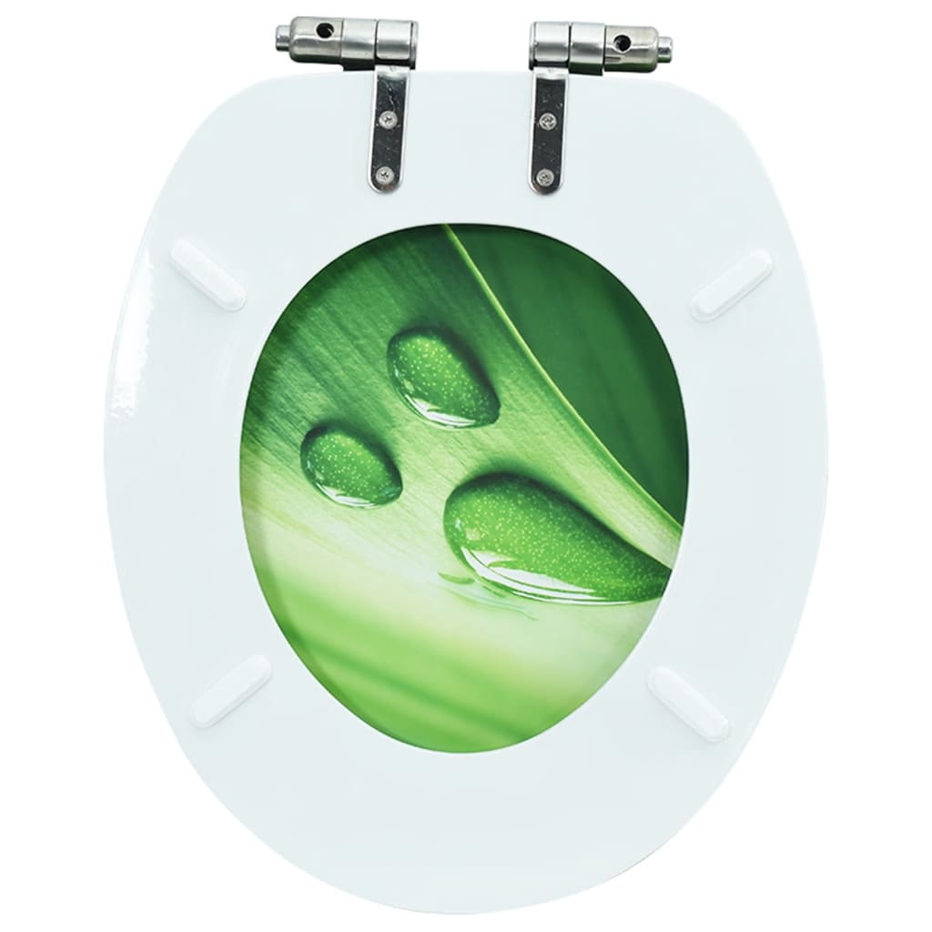 Capac WC închidere silențioasă, verde, MDF, model picătură apă