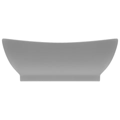 Chiuvetă lux cu preaplin gri deschis mat 58,5x39cm ceramic oval