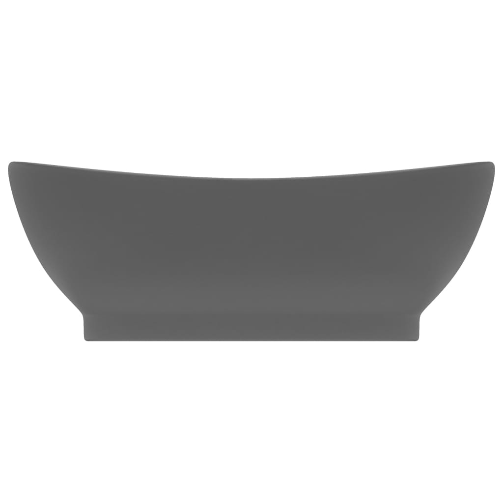 Chiuvetă lux cu preaplin gri închis mat 58,5x39cm ceramică oval