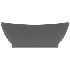 Chiuvetă lux cu preaplin gri închis mat 58,5x39cm ceramică oval