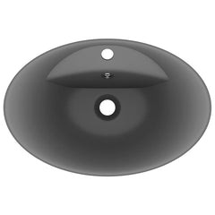 Chiuvetă lux cu preaplin gri închis mat 58,5x39cm ceramică oval