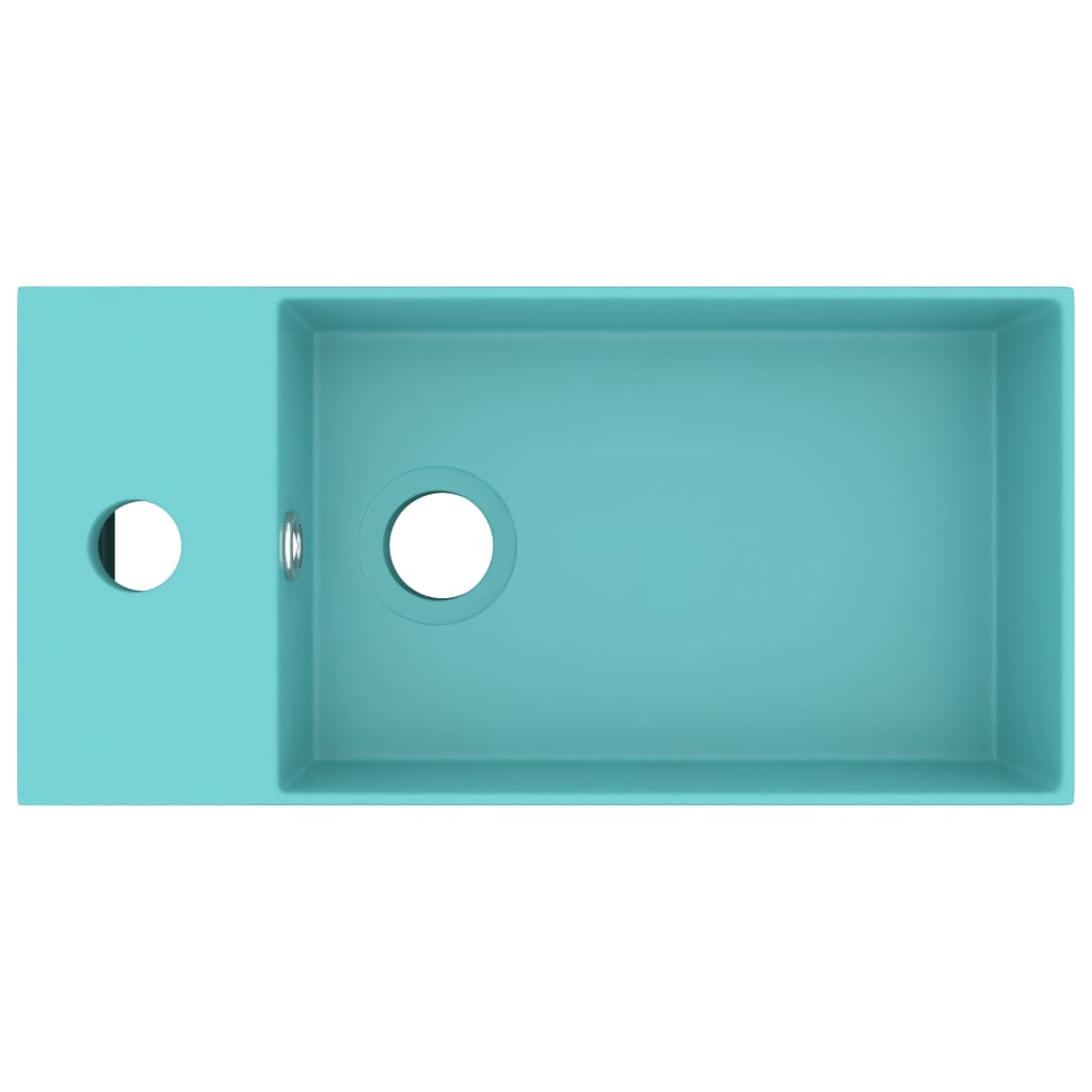 Chiuvetă de baie cu preaplin, verde deschis, ceramică