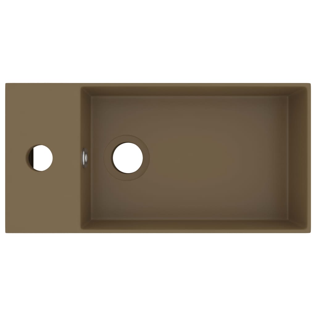 Chiuvetă de baie cu preaplin, crem mat, ceramică