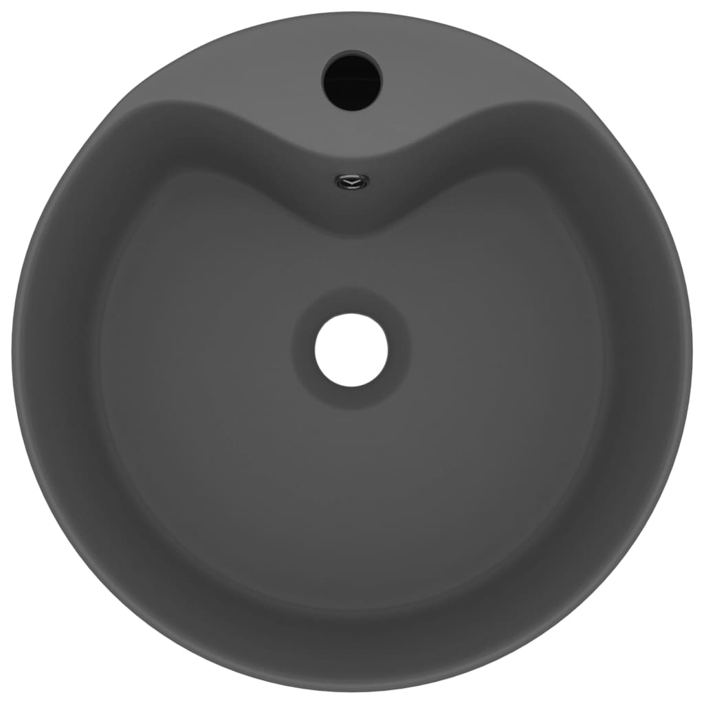 Chiuvetă de lux cu preaplin, gri închis mat, 36x13 cm, ceramică