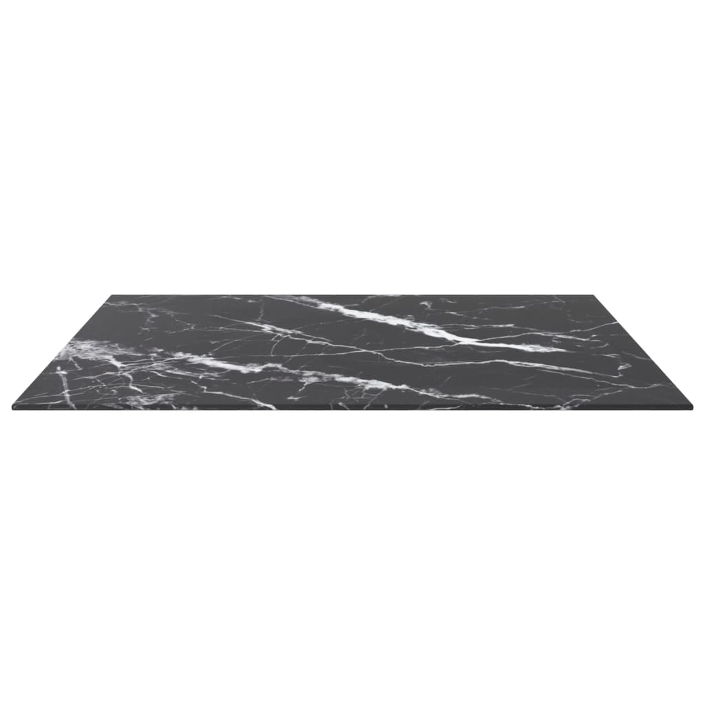 Blat masă negru 80x80 cm 6 mm sticlă securizată design marmură